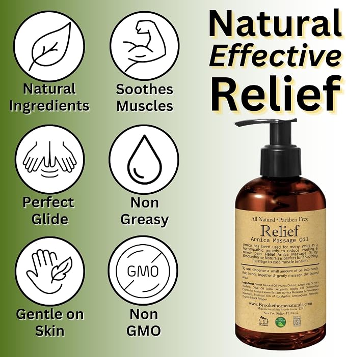 Relief Arnica Massage Oil for Massage Therapy, Home Use & Therapeutic Massaging - Image 4