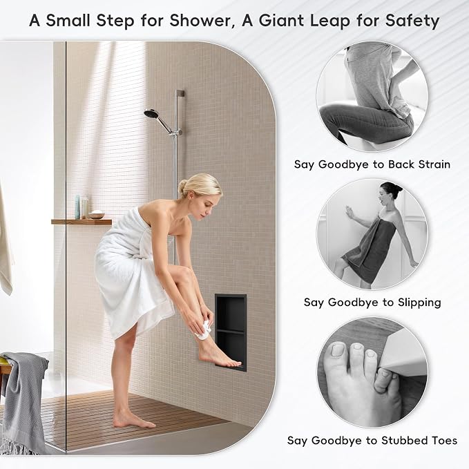 Shower Foot Rest for Shaving Legs, 304 Stainless Steel Footrest Niche, Niche - Image 4