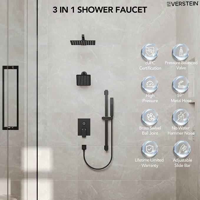 10" High-Pressure Rainfall Shower Faucet - Image 3