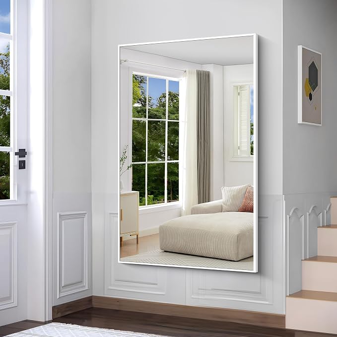 BONEWEI White Bathroom Mirror, 55x36 inch Wall Mirror - Image 6