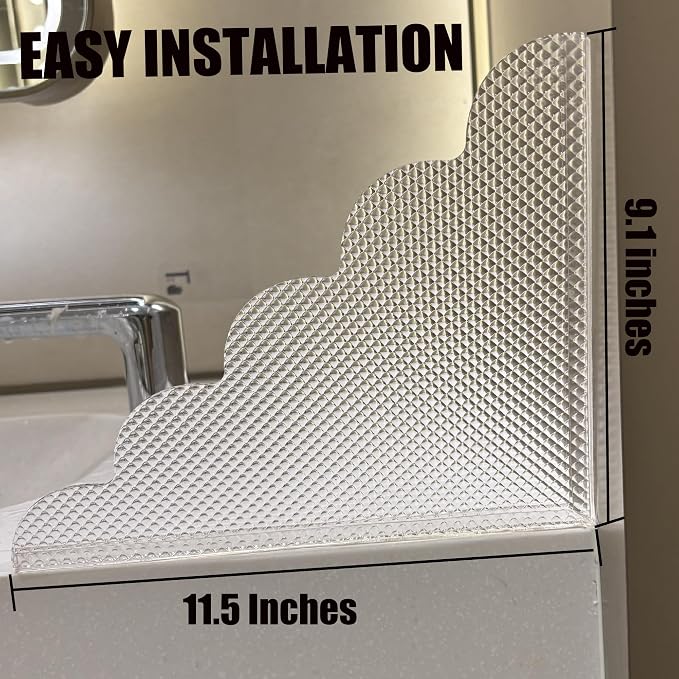 2PCS Shower Splash Guard for Bathtub Corner, 9.1 x 11.5 inches, Adhesive Water - Image 6