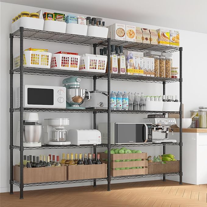 5 Tier Storage Racks Shelving, Heavy Steel Pantry Shelves, Adjustable Wire - Image 8