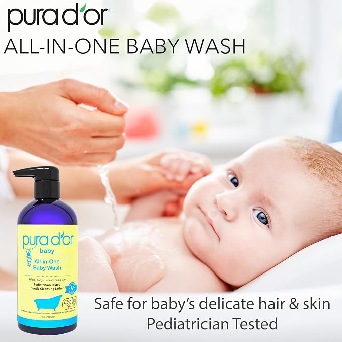 PURA D'OR All-in-One Baby Wash USDA Biobased, Zero Sulfates, No Artificial - Image 4