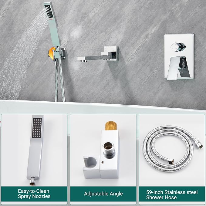 DASAN Swiveling Wall Mount Tub Filler Faucet Set - Image 3