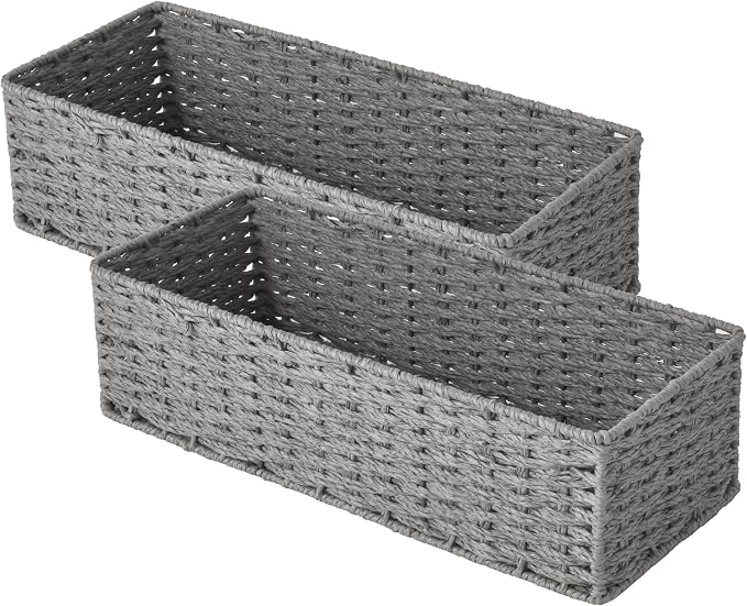 StorageWorks Round Paper Rope Toilet Tank Topper Basket, Wicker Basket by StorageWorks
