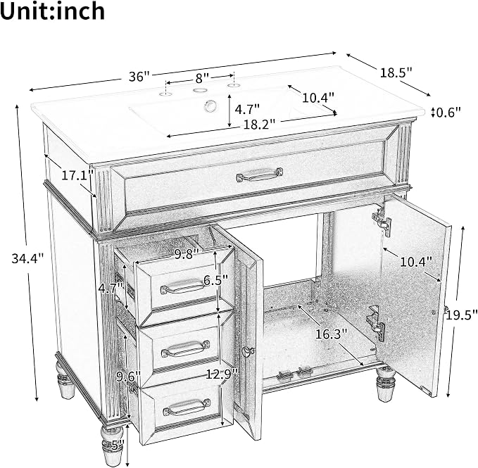Favfurish 36" Bathroom Vanity - Image 2
