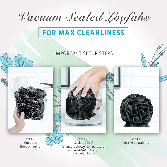 Spongentle Charcoal Bamboo Premium Deep Cleansing Loofah Sponge - Image 5
