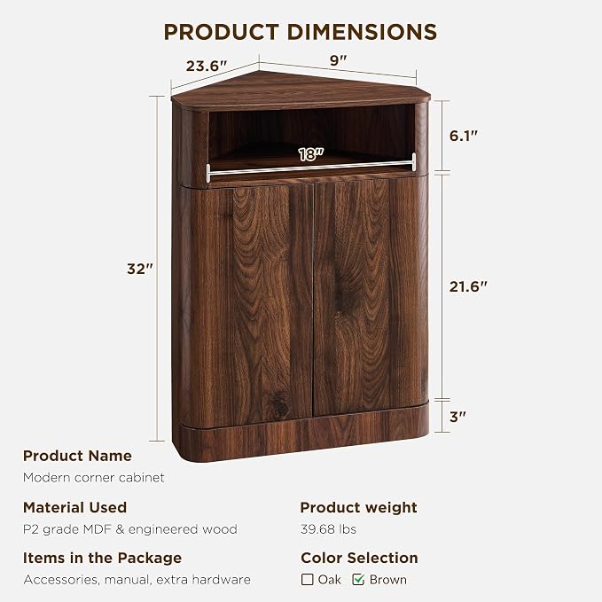 ACCOHOHO Modern Small Corner Cabinet - Image 2