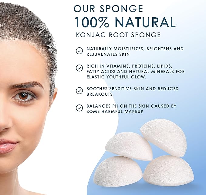 Konjac Face Sponge for Cleansing & Facials | Microplastic Free 100% Natural | - Image 3