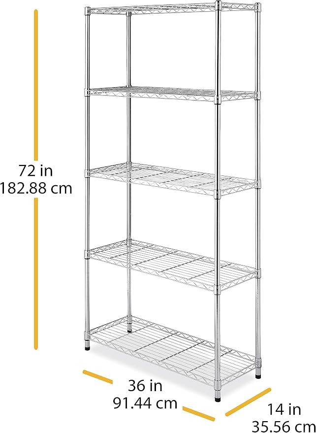 Whitmor 5 Tier Shelving Unit, Metal Storage Shelves, 400 lbs Capacity per Shelf - Image 3