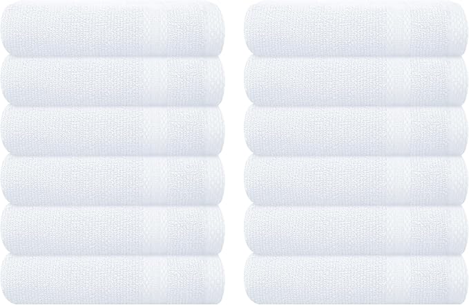 GLAMBURG Ultra Soft 12-Piece Washcloths Set 13x13-100% Ringspun Cotton by GLAMBURG