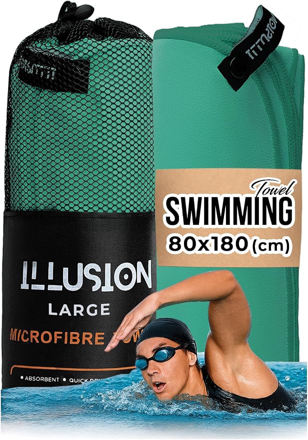 illusion Extra Large Microfibre Swimming Towel–Compact, Lightweight & Quick Dry by Unknown