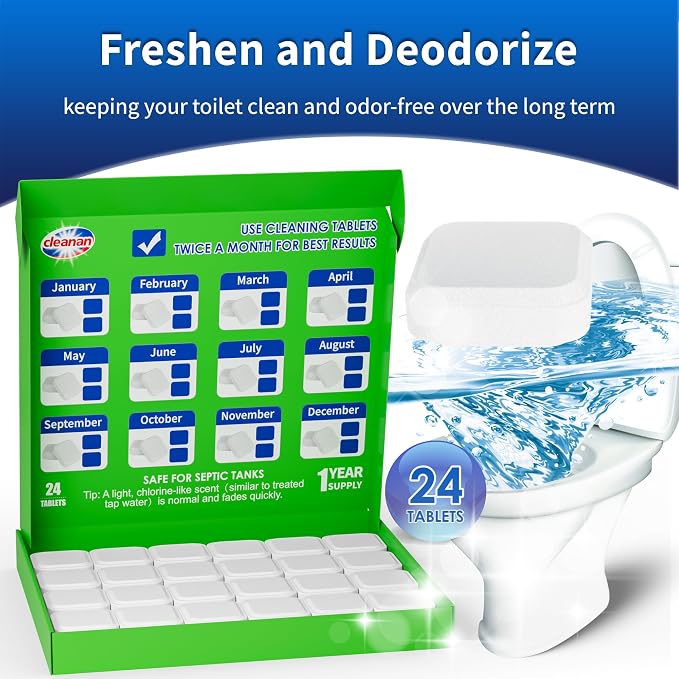 Toilet Bowl Cleaner Tablets, Leaves Bowl Sanitary, Deodorizes, Descales & - Image 4
