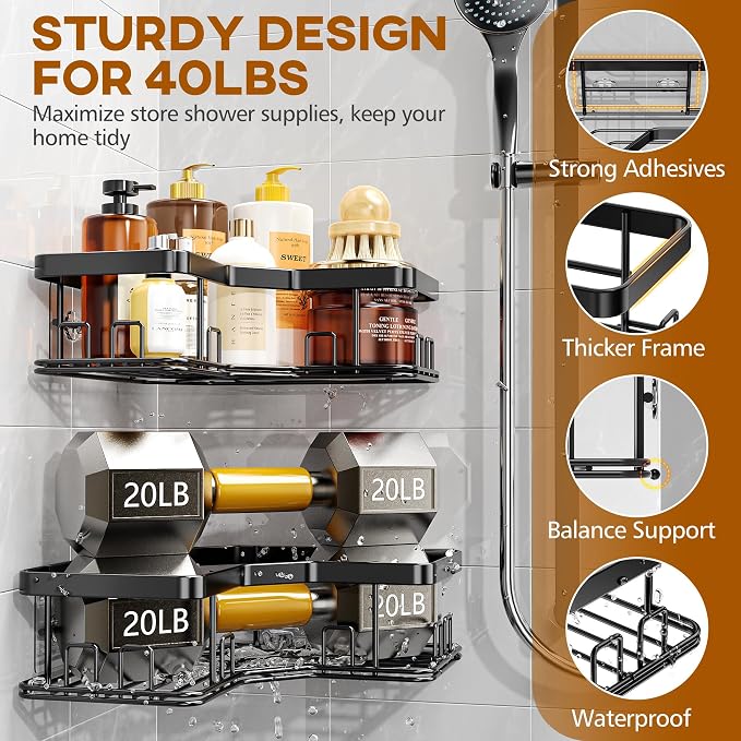 MAXIFFE 3 Pack X-Large Corner Shower Caddy - Image 5