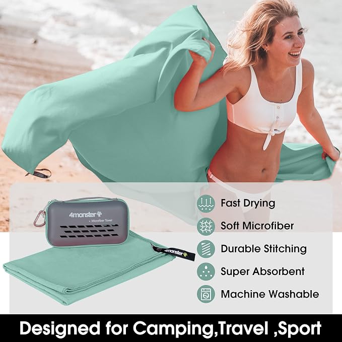 4Monster Camping Towels Super Absorbent, Fast Drying Microfiber Travel Towel - Image 2