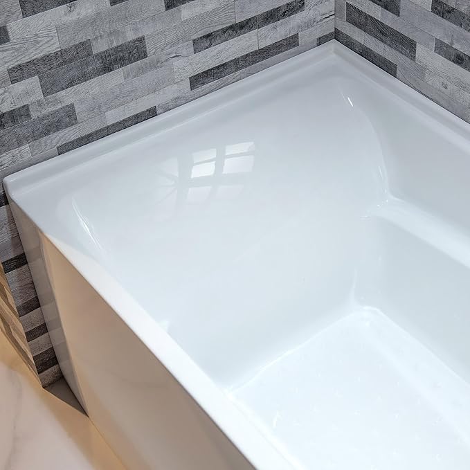 WOODBRIDGE 60" Acrylic Rectangular Alcove Soaking Bathtub in White - Image 5