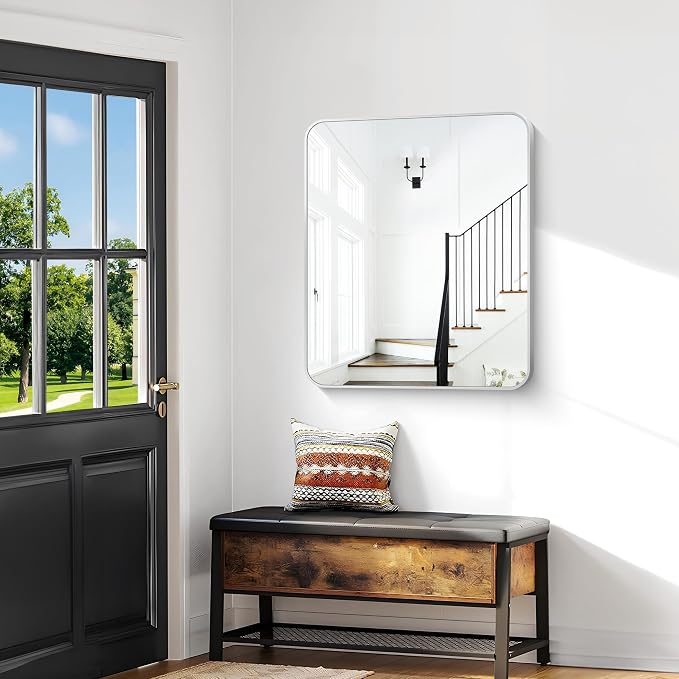 BONEWEI Silver Bathroom Mirror, 30x36 inch Wall Mirror - Image 5