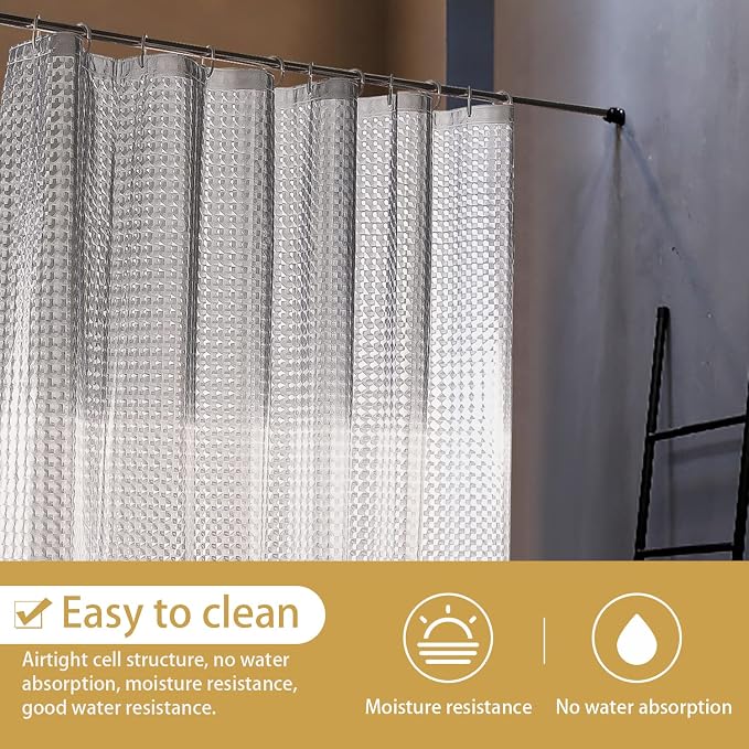 NTBAY EVA Semi-Transparent Clear Shower Curtain - Image 3