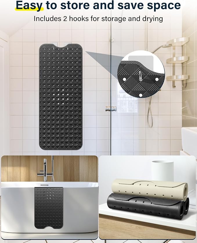 Non Slip Bathtub Mat for Tub & Shower, Machine Washable 40"x16" Anti Slip Bath - Image 3