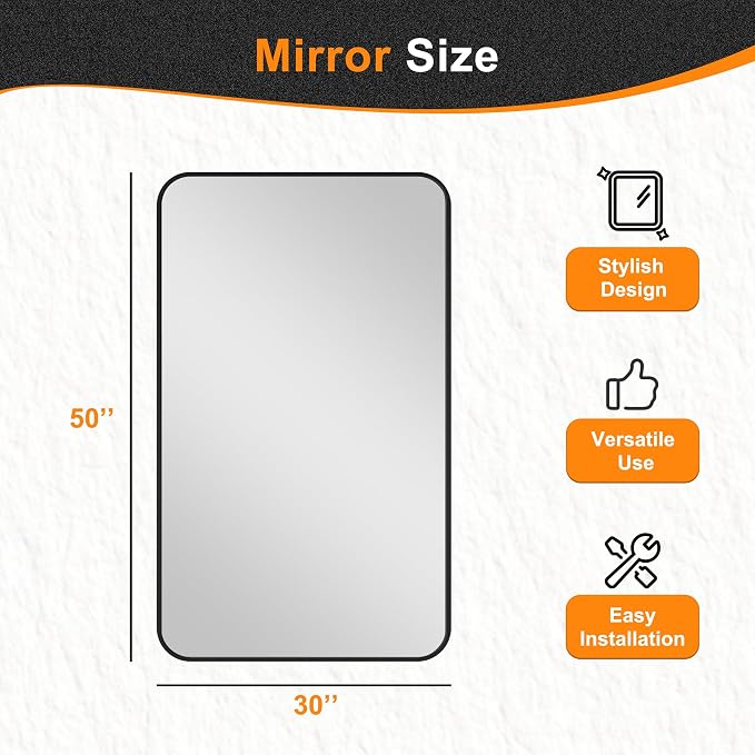 Delma Black Framed Bathroom Vanity Mirror - Image 8