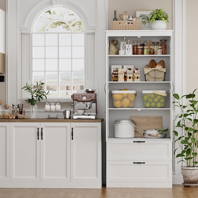 HOSTACK 70" Tall Kitchen Pantry Storage, Barn Doors Pantry Cabinet - Image 5