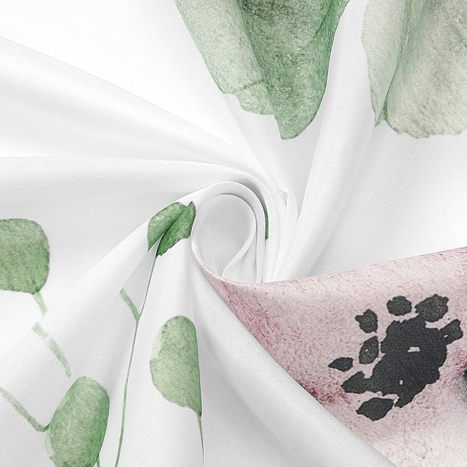 Gibelle Watercolor Floral Shower Curtain, Sage Green Beige Flower Shower Curtain - Image 5