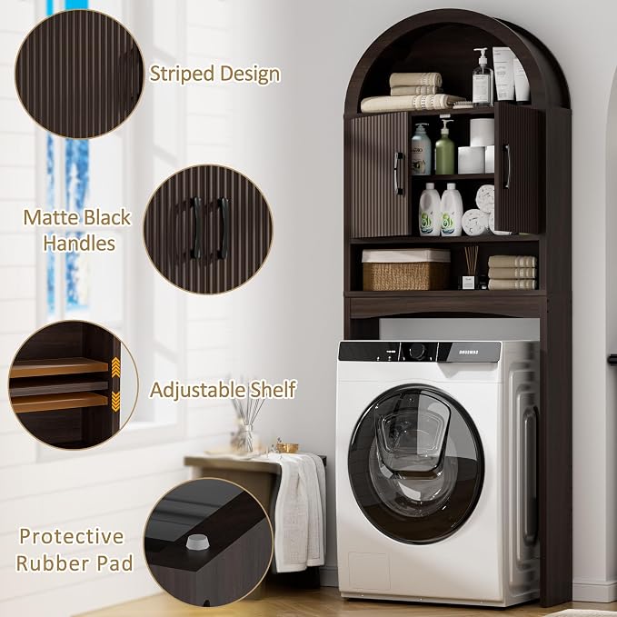 Spurgehom Over The Toilet Storage Cabinet, Bathroom Shelf Organizer Freestanding - Image 4
