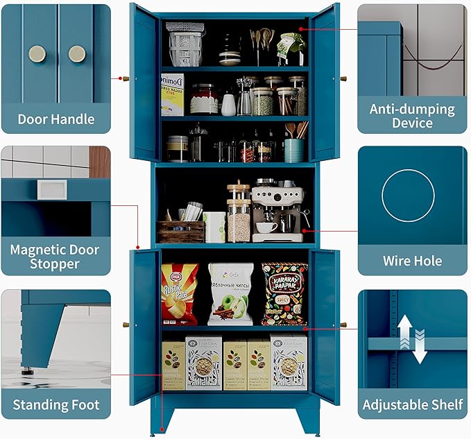 69" Tall Metal Kitchen Pantry Storage Cabinet - Image 3