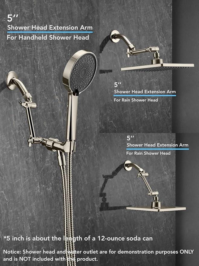 5 Inch Adjustable Shower Head Extension Arm - Image 2