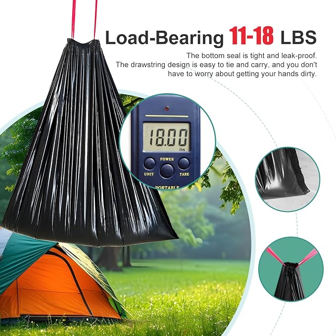Portable Toilet Bags，Drawstring Camping Toilet Bags Toilet Trash Bags Leak-Proof - Image 4