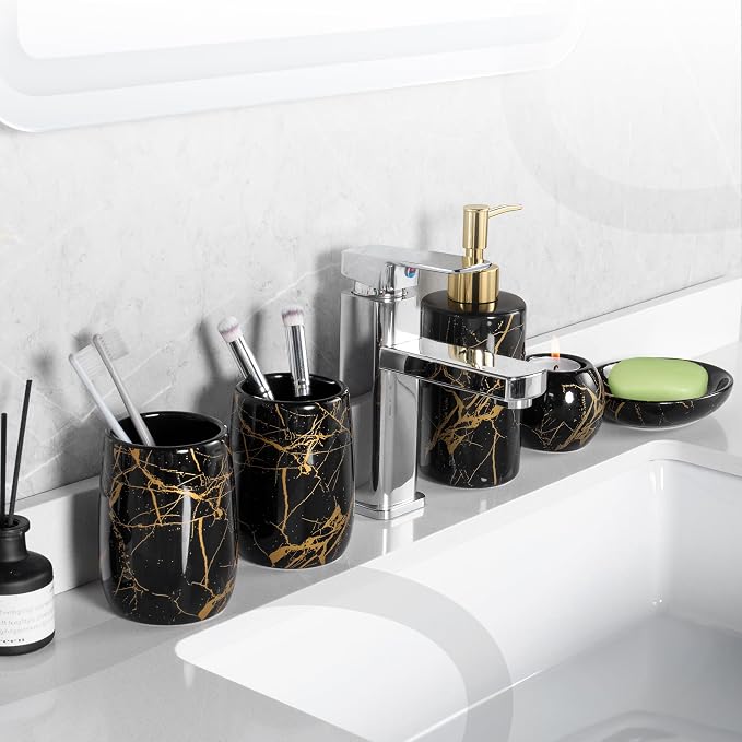Ceramic Bathroom Accessory Set, 5-Piece Bathroom Accessory Set, Soap Dish - Image 5