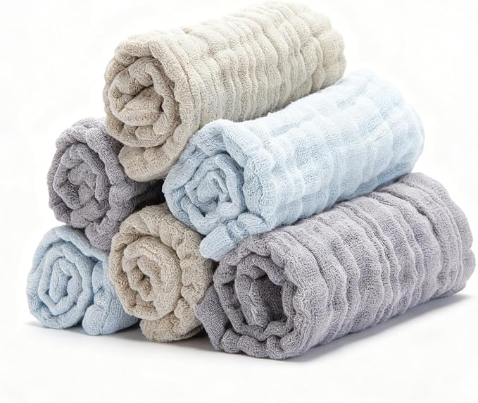 Organic Muslin Baby Washcloths 6 Pack Baby Bath Face Towel 12x12 Inch Extra by Unknown