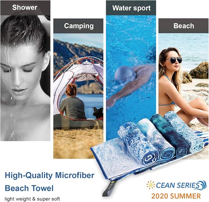 4Monster Microfiber Beach Towel Quick Dry, Super Absorbent Lightweight Travel - Image 7