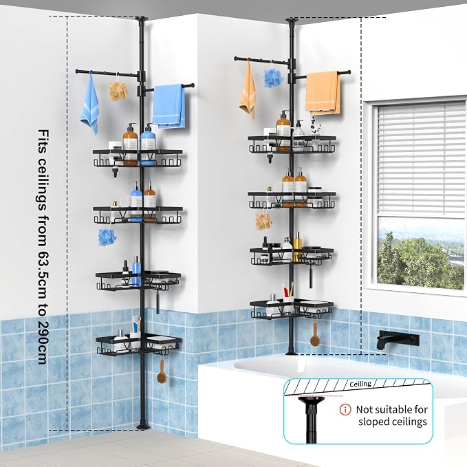 KEGII Black Shower Caddy Tension Pole - Image 6