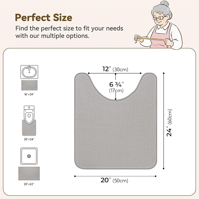 GRANNY SAYS Grey Bathroom Rugs, Soft Chenille Bathroom Mat, Absorbent Bath Mats - Image 2