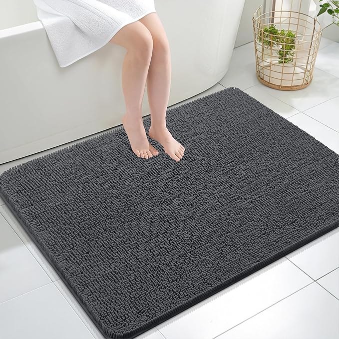 OLANLY Bathroom Rugs 40x32, Extra Soft Absorbent Chenille Bath Rugs, Rubber by OLANLY