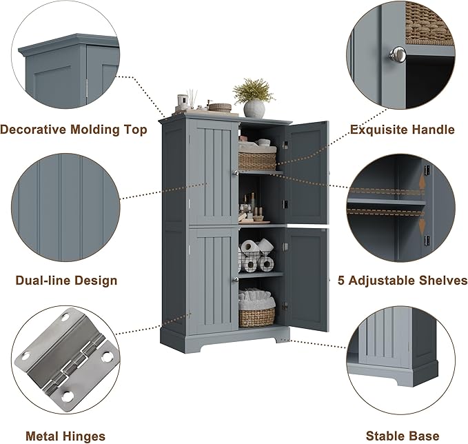 ChooChoo Bathroom Floor Cabinet, Modern Bathroom Storage Cabinet - Image 4