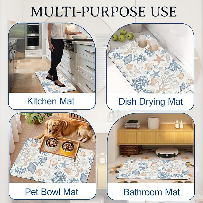 Seashells Starfish Bath Mat, Bathroom Rugs, Absorbent Bath Rug Floor Rug Carpet - Image 7