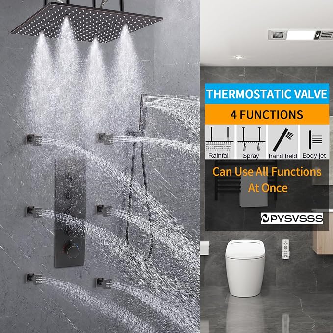 Ceiling Rain Shower Systemwith on-off Full Body Jets, Oil Rubbed Bronze - Image 5