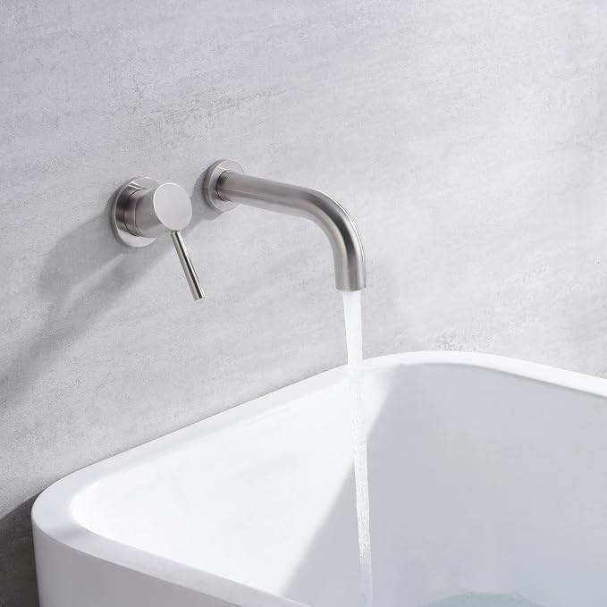 SUMERAIN Bathtub Faucet Brushed Nickel Wall Mount Tub Filler Single Left-Handed - Image 4