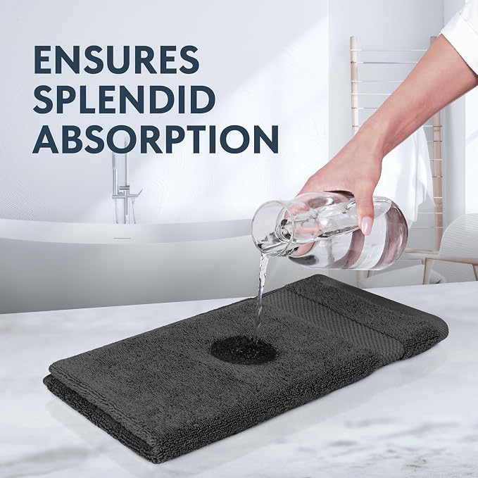 White Classic Luxury Dark Gray Hand Towels - Image 4