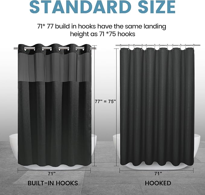 Long No Hook Shower Curtain - Image 7
