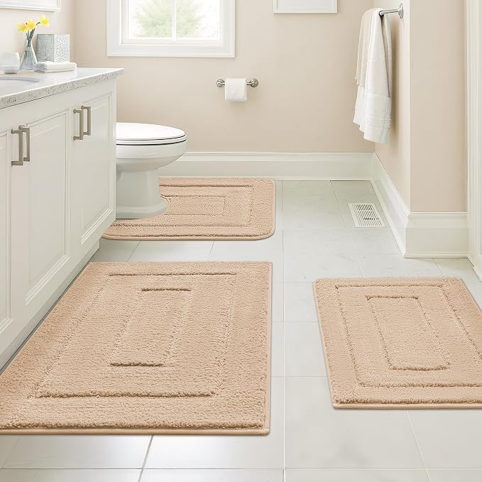 GRANNY SAYS Bathroom Rugs Sets 3 Piece, Soft Absorbent Microfiber Bath Mats by GRANNYSAYS