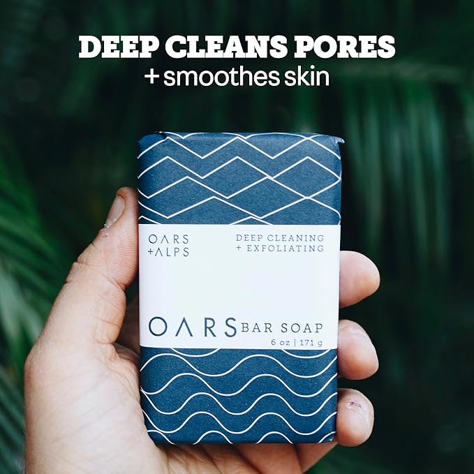 Oars + Alps Blue Charcoal Exfoliating Men's Bar Soap, Made - Image 3