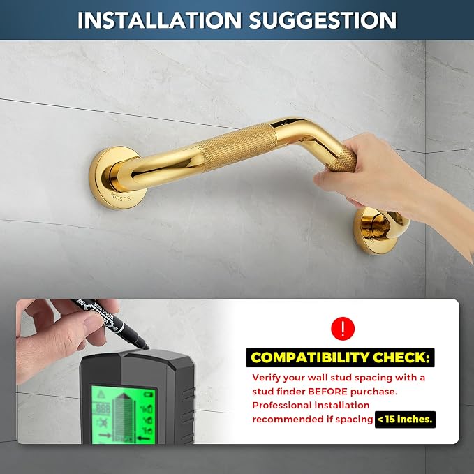 Grab Bars for Bathtubs and Showers- 1-1/4 x 16 Angled Shower Grab Bar for - Image 8