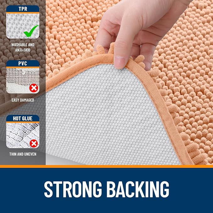 OLANLY Bathroom Rugs 36x24, Extra Soft Absorbent Chenille Bath Rugs, Rubber - Image 6