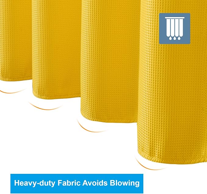 AmazerBath Waffle Shower Curtain, Bright Yellow Shower Curtain Fabric - Image 7