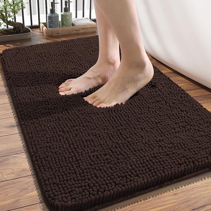 OLANLY Bathroom Rugs 34x21, Extra Soft Absorbent Chenille Bath Rugs, Rubber by OLANLY