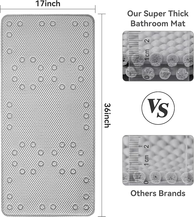 Double Layer Foam Non Slip Bathtub Mat 37x17in, More Comfortable and Thicker - Image 3