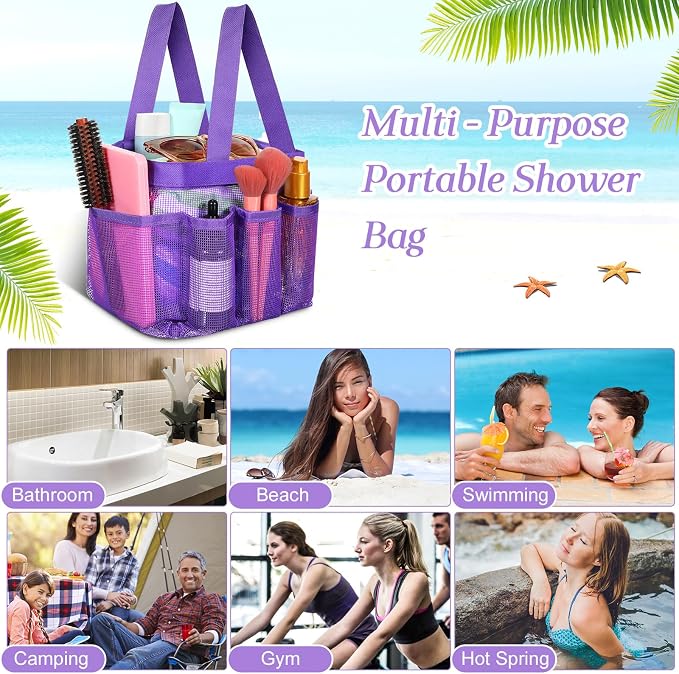 Hillban 4 Pcs Mesh Shower Caddy Portable Large Quick Dry Shower Caddy Basket - Image 7